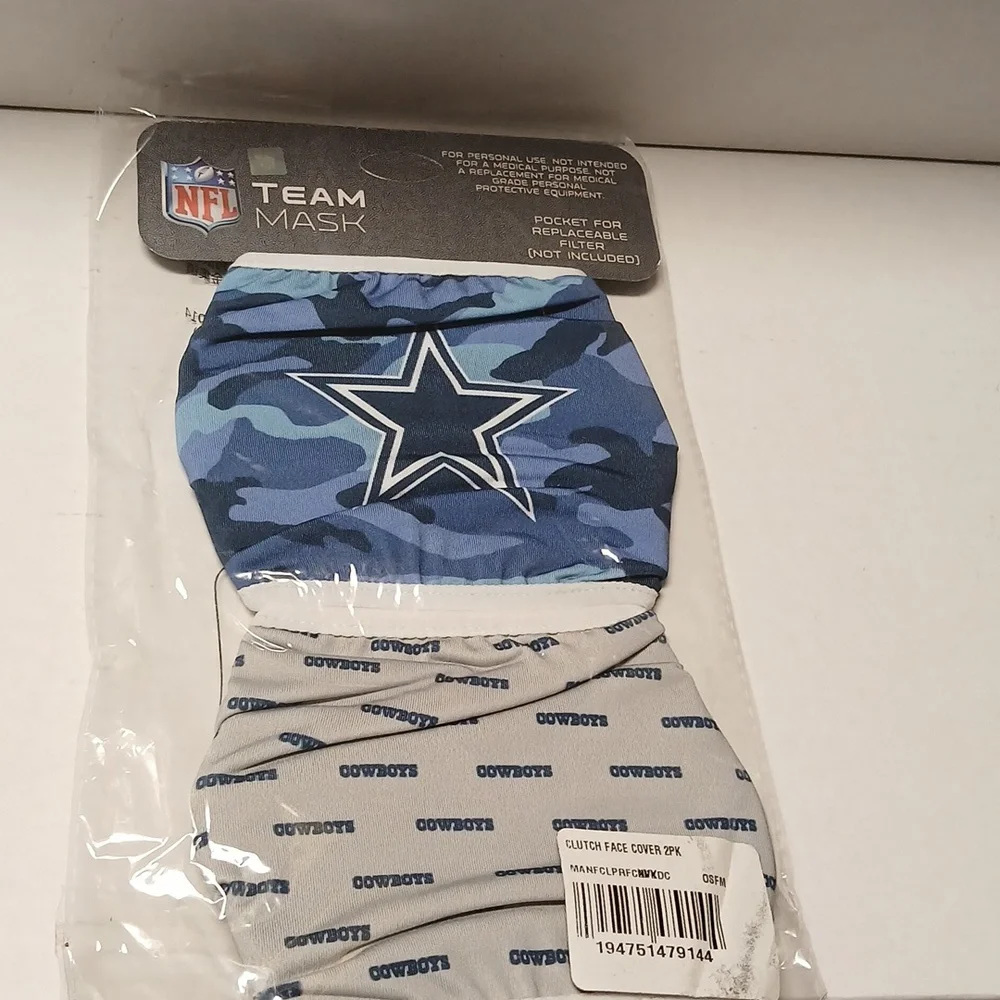NFL Dallas Cowboys Team Mask with Star Logo 2pack set NWT